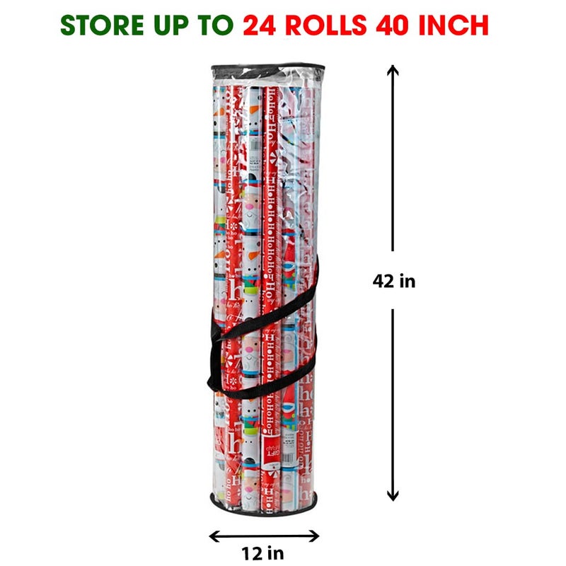 ProPik Christmas Gift Wrapping Paper Storage Organizer Bag  Store Up to 24 Rolls 40 Inch  Heavy Duty PVC Clear Bag with Handles and Zippered Top Wrap and Ribbons (Black) - Image 4